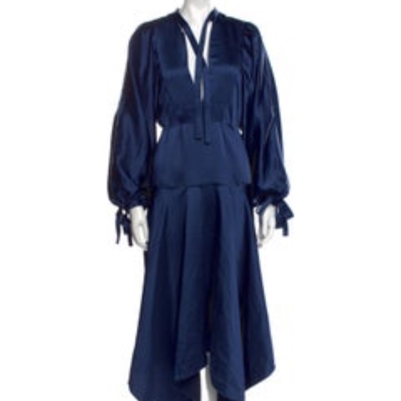 NWT!!!!! Self Portrait Navy Satin Dress - Picture 3 of 9